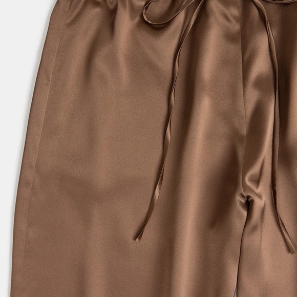 Erica Tanov Jules silk drawstring pant, brown, size 8 - Picture 2 of 11